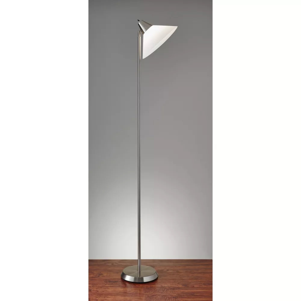 Lampa podłogowa z obrotową regulowaną głowicą stożkowego abażuru