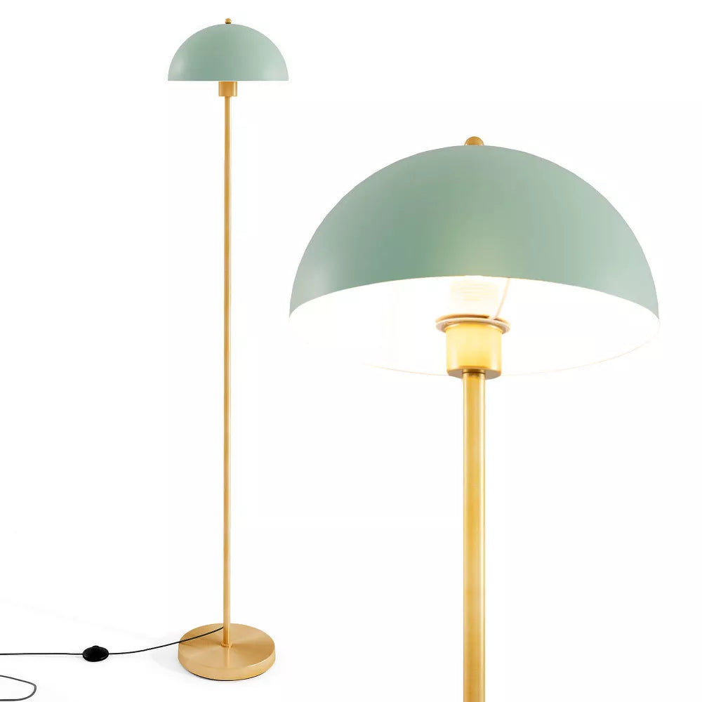 Lampa podłogowa z miseczkowatym abażurem i przełącznikiem nożnym